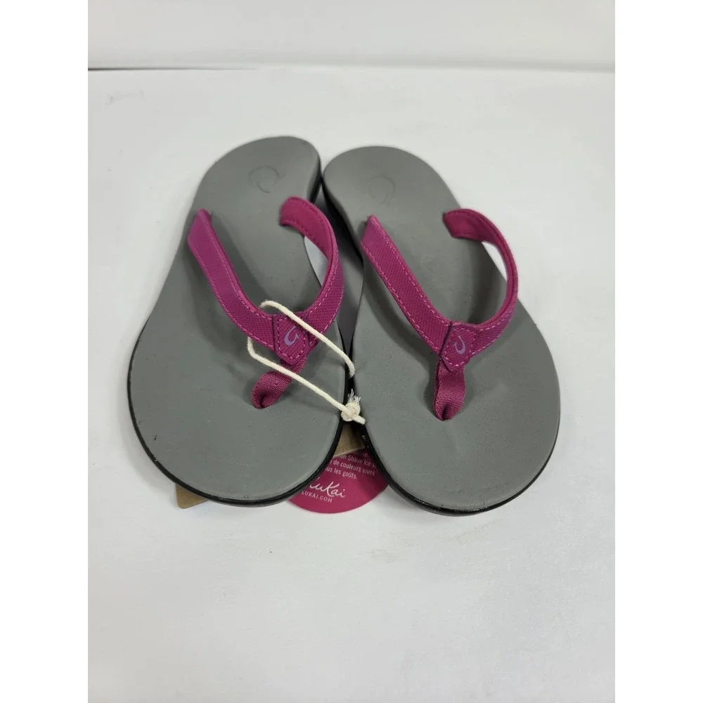 OLUKAI Girls Ho'opio Flip Flop SANDALS Size 2 Kids Grape